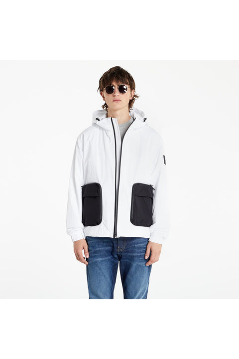Calvin Klein Men's White Blocking Windbreaker Jacket J30J318684 YAF