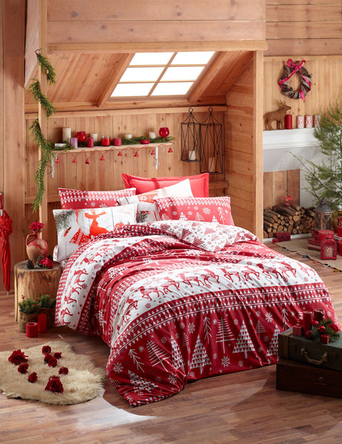 SD Home Red Ranforce Double Quilt Cover Set 162ELR2424 (SHR)