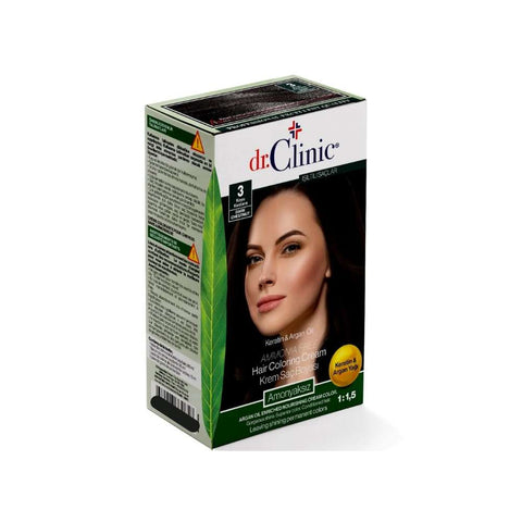 Dr. Clinic Ammonia Free Hair Coloring Cream Keratin & Argan Oil 3 Dark Chestnut '339672