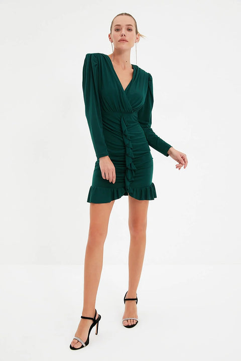 Trendyolmilla Women's Emerald Green Knitted Dress  (shr)(yz85)