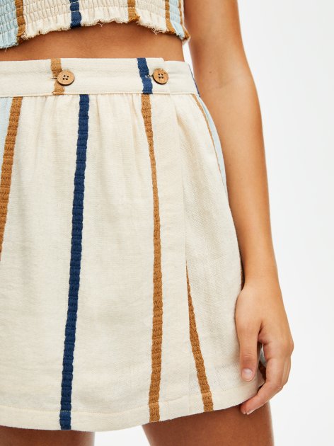 Pull & Bear Women's Beige striped skirt 9395/302/721 (FL8)