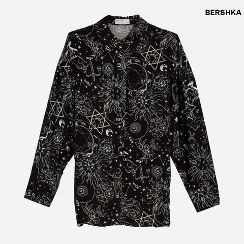 Bershka Women's  Black and White  Shirt 6170/619/800 (FL43)