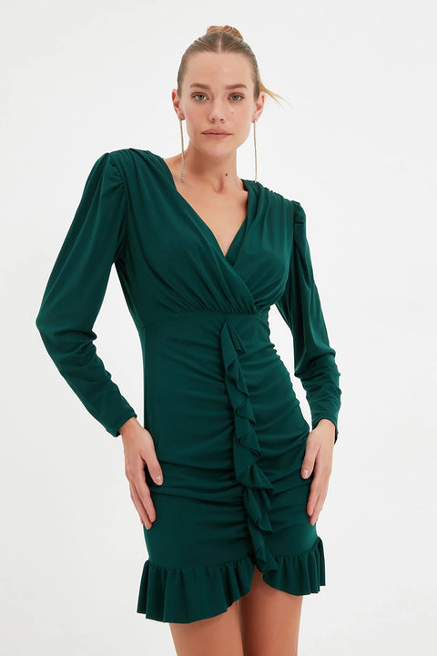 Trendyolmilla Women's Emerald Green Knitted Dress  (shr)(yz85)