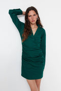 Trendyolmilla Women's Emerald Green Limited Edition Collar Detailed Dress TWOAW21EL1388