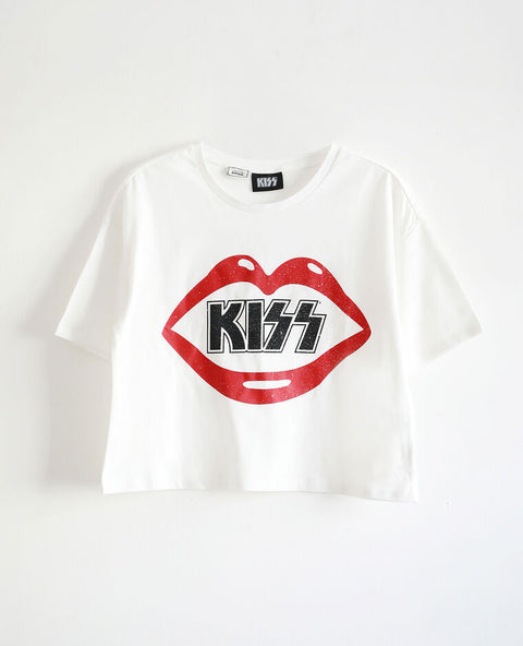 Pimkie Women's White KISS T-shirt 408099905N43 (shr)