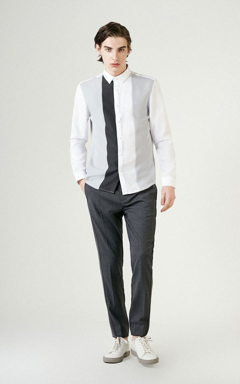 Selected Men's White & Gray Shirt 419105569S21  (shr)(fl274)