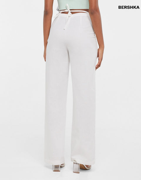 Bershka straight cotton trousers with straps 5097/168/250