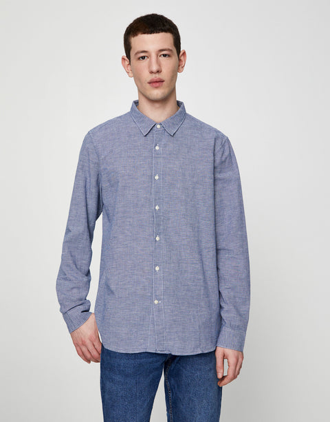 Pull & Bear Men's Blue Checked Linen Shirt 5474/524/401(shr)