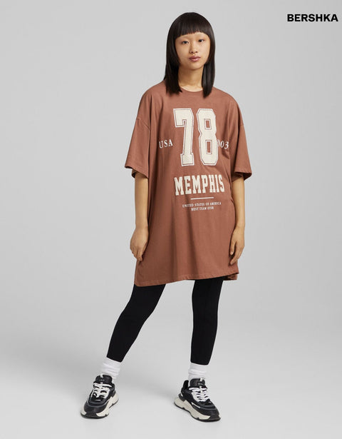 Bershka Women's Brown T-Shirt 5611/167/717 (shr)