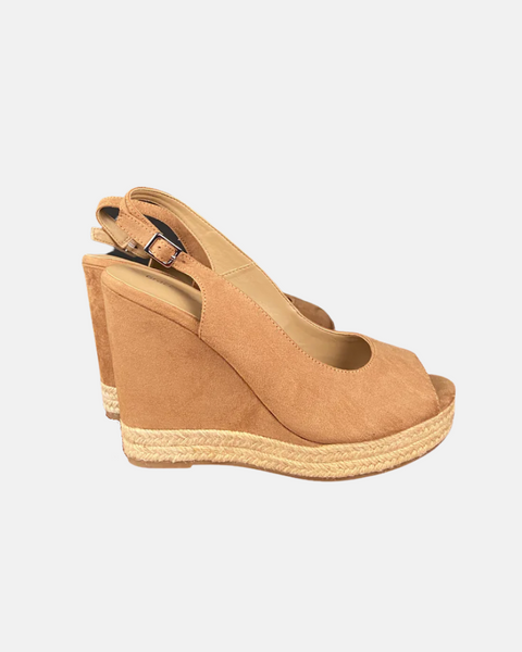 Graceland Women's Brown Slingback Wedges Sandals 2404101 (shr)