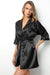 Miorre Women's Black Belted Satin Dressing Gown 001-018050