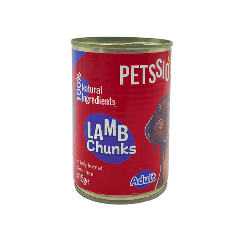 Petssio Adult  Dog  Lamb Chunks 415g