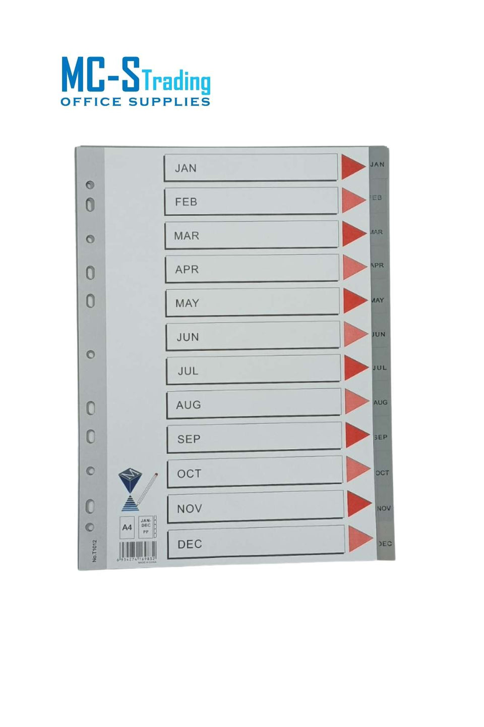 KN Dividers Natural Grey Jan-December T1012