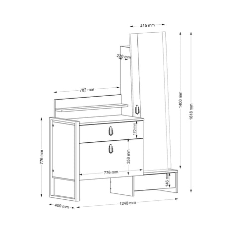 SD Home Walnut Make-up Table 804TRH4301