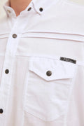 Fulla Moda Men's White Double Pocket Stitch Detail Shirt 149137-10