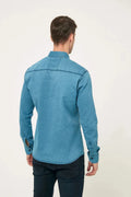 Fulla Moda Men's Light Blue Double Pocket Snap Denim Shirt 158824