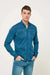 Fulla Moda Men's Blue  Double Pocket Snap Denim Shirt 158840