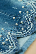 Fulla Moda Girl's Blue Embroidered Jean Skirt 164799