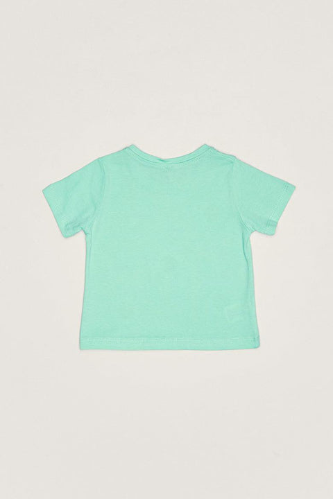 Fulla Moda Girl's Aqua Daisy Printed T-Shirt 165270