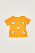 Fulla Moda Girl's Orange Daisy Printed T-Shirt 165270