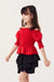 Fulla Moda Girl's Red Waist And Sleeve T-shirt 166567 (FL132)