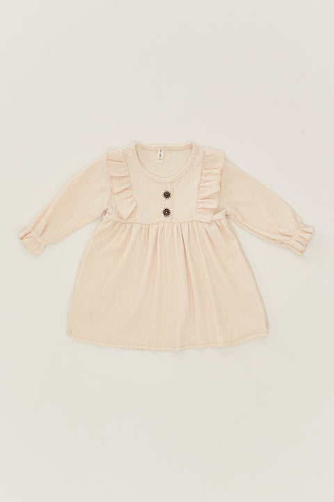 Fulla Moda Girl's Ruffled Collar Button Detailed Robe Dress 166116 (FL22) shr
