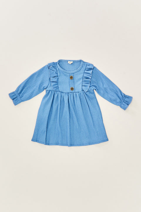 Fulla Moda Girl's Ruffled Collar Button Detailed Robe Dress 166116 (FL22) shr