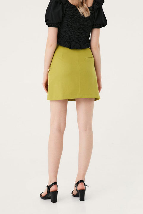 Fulla Moda Women's Pistachio green High Waist Button Detailed Skirt 164923