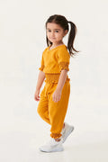 Fulla Moda Girl's Mustard V Neck Gippie Child Aerobatic Suit 166518