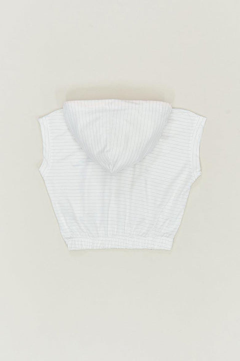 Fulla Moda Girl's White Striped Letter Printed Hoodie T-Shirt 166668(FL54)
