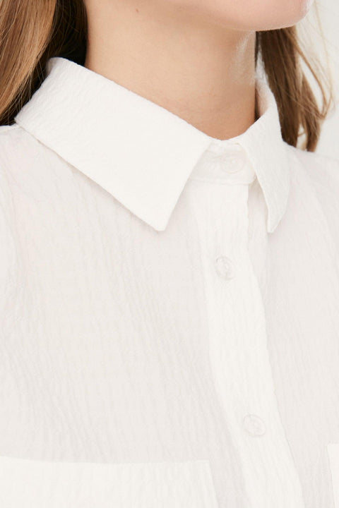 Fulla Moda Women's Ecru Double Pocket Pleated Sleeveless Shirt  166174(FL54)