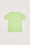 Fulla Moda Boy's Pistachio Green Crew Neck Printed T-Shirt 167601