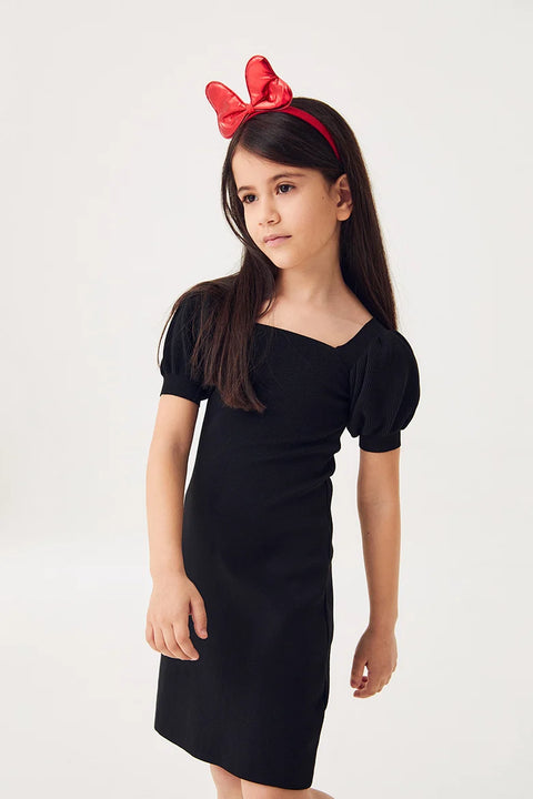 Fulla Moda Girl's Black Watermelon Sleeve Knitwear Dress 166709 (FL12)