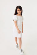 Fulla Moda Girl's Ecru Watermelon Sleeve Knitwear Dress 166709