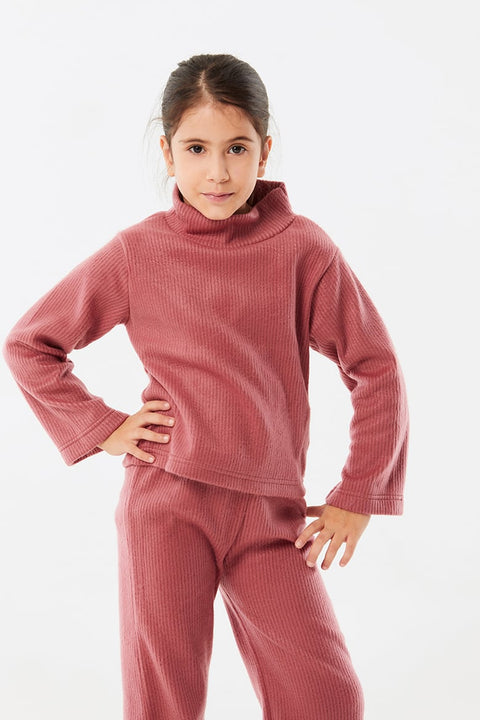 SD Moda Girl's Rose Ribbed Stand Up Collar Suit 177358 (JA3)