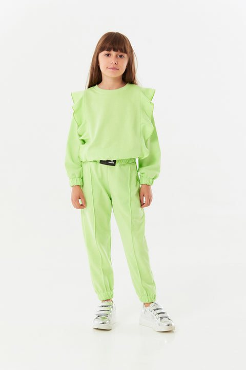 SD Moda Girl's Pistachio Green Frilly Basic Suit 176728 (FL120)