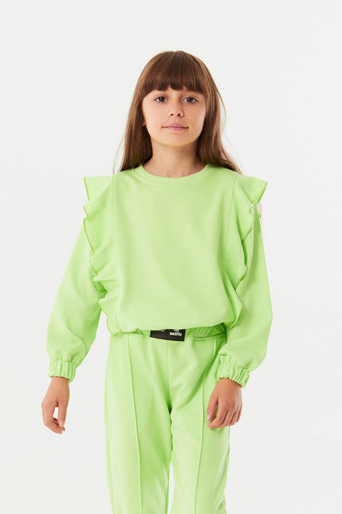SD Moda Girl's Pistachio Green Frilly Basic Suit 176728 (FL120)