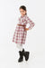 SD Moda Girl's Pink Checked Patterned Belt Girl Dress 177360
