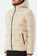 SD Moda Men's Beige Furry Hooded Inflatable Coat 174472