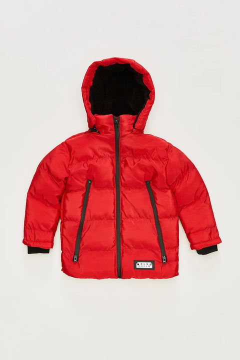 SD Moda Boy's Red Hooded Zipper Boy Down Jacket 175401 (FL39)