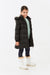 SD Moda Girl's Black Hooded Furry Inflatable Coat 176324