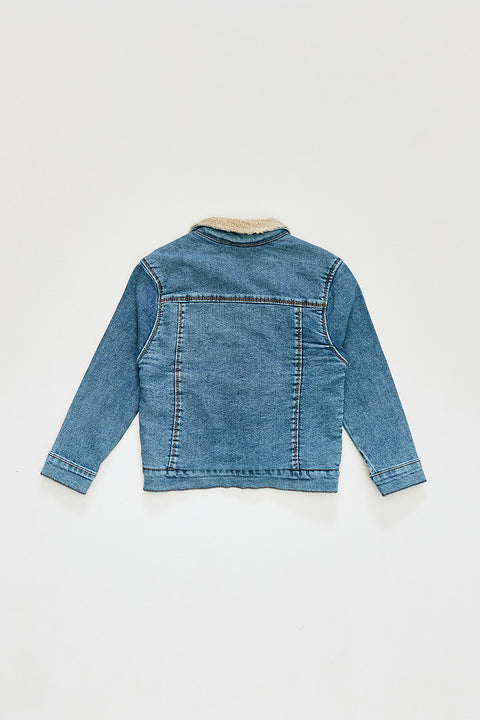 SD Moda Boy's Blue Denim Jacket With Shearling Inner 179530 AN70
