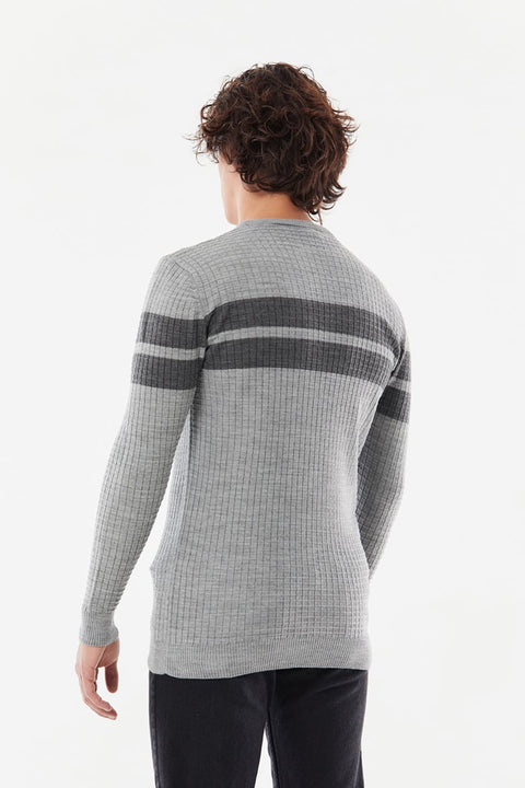 SD Moda Men's Gray Square Patterned Sweater 180893 (ma31)