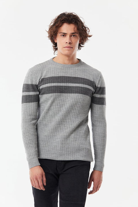 SD Moda Men's Gray Square Patterned Sweater 180893 (ma31)