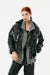 SD Moda Women's Black Crowbar Patterned Shiny Inflatable Coat 180809(SHR)