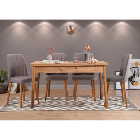 SD Home Atlantic Pine & Gray Table & Chairs Set (5 Pieces) 869VEL5211