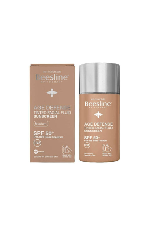 Beesline Age Defense Tinted Facial Fluid Sunscreen Medium SPF 50+ 40ml | Beesline In Lebanon