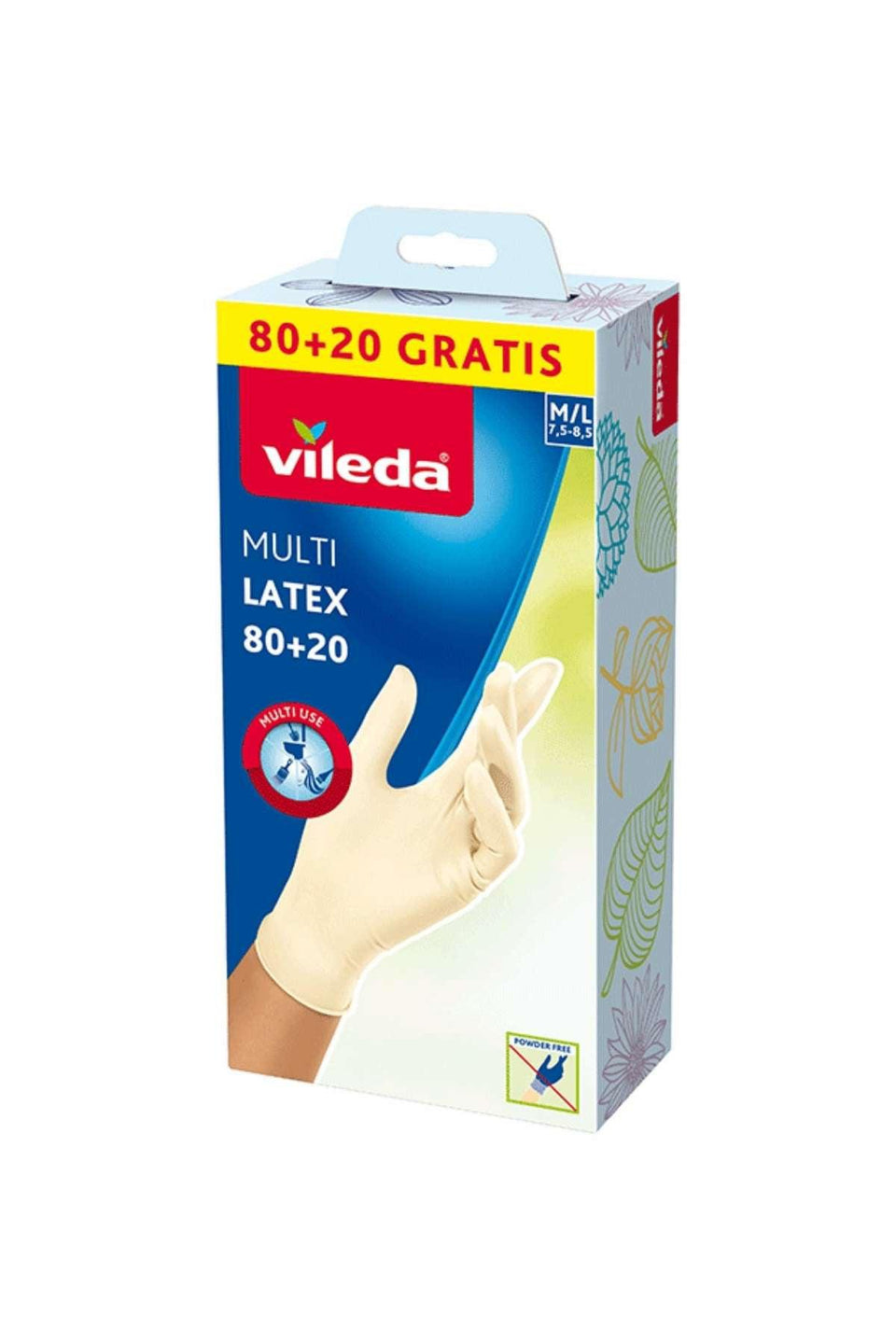 قفازات vileda multi latex 80+20 m/l 7.5-8.5 '4023103197961