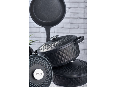 SD Home Black Carabella Cast Iron 7 Piece Cookware Set TAC-3730