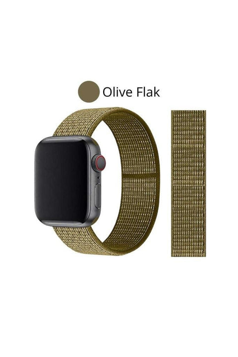 Apple Watch Band Nylon Strap Loop Bracelet For 38/40Mm 42/44Mm 42/44/45Mm / Olive Flak